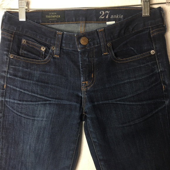 J CREW Distressed Toothpick Ankle SKinny Distressed Denim Jeans Size 27 - Picture 6 of 13